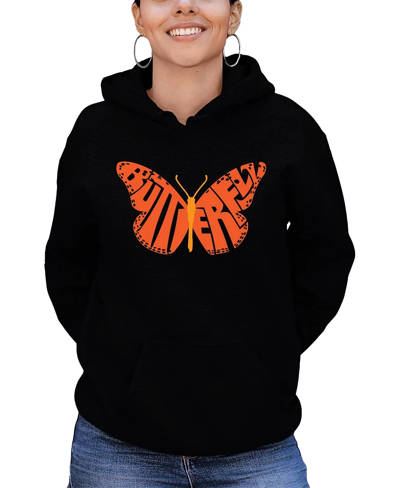 La Pop Art Women's Word Butterfly Hooded Sweatshirt