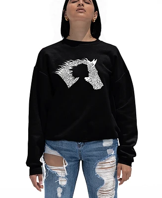 La Pop Art Women's Word Girl Horse Crewneck Sweatshirt