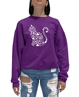 La Pop Art Women's Word Cat Paws Crewneck Sweatshirt