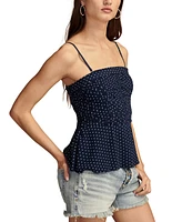 Lucky Brand Women's Ruched Polka Dot Tube Top