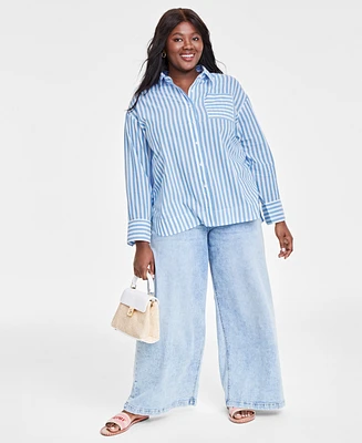 On 34th Trendy Plus Size Striped Shirt, Created for Macy's