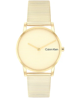 Calvin Klein Women's Ck Feel Gold-Tone Stainless Steel Mesh Watch 30mm