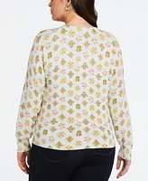 Ella Rafaella Plus Super Soft Floral Print Cardigan Sweater