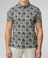 Ben Sherman Men's Checkerboard Paisley Print Short Sleeve Shirt