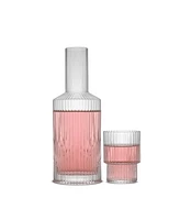 JoyJolt Elle Fluted Bedside Decanter Set