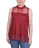 Ny Collection Mock-Neck Lace Top