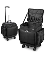 Byootique Portable Barber Station Rolling Hair Stylist Train Case Foldable Mobile Barber Station Makeup Trolley