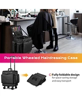 Byootique Portable Barber Station Rolling Hair Stylist Train Case Mobile Barber Station Makeup Trolley