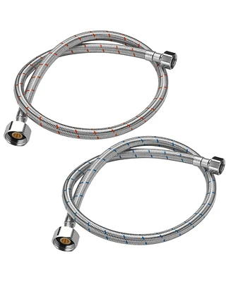 Yescom Aquaterior 2 Pack 28" Faucet Supply Line Stainless Steel Hose Hot Cold Water