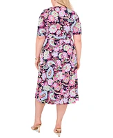 Msk Plus Size Paisley-Print Midi Dress