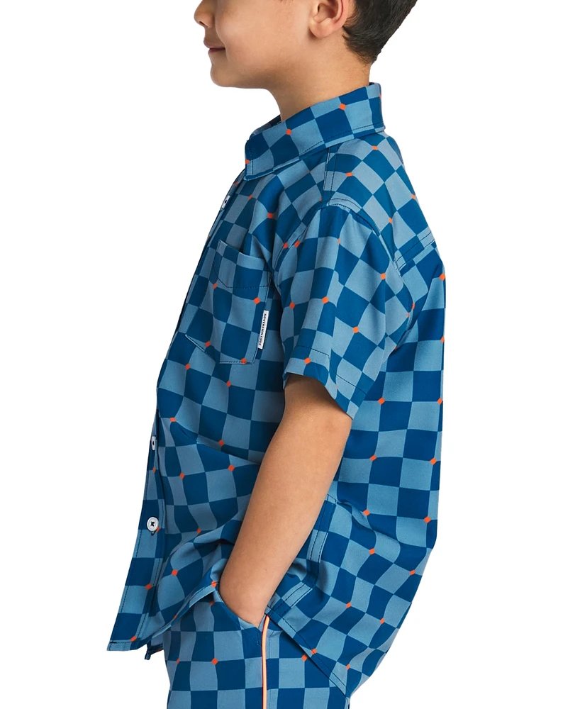 Sovereign Code Big Boys Stretchy Checker-Print Button-Down Shirt