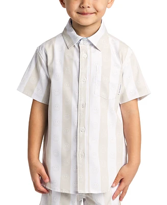 Sovereign Code Big Boys Striped Smile-Print Button-Down Shirt