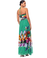 Betsy & Adam Women's Floral-Print Halter Gown