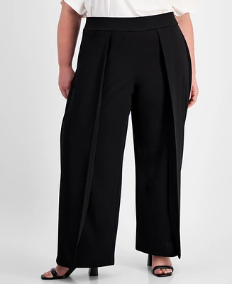 Anne Klein Plus Flyaway Wide-Leg Pull-On Pants