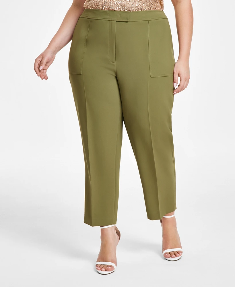 Anne Klein Plus High Rise Fly-Front Ankle Pants