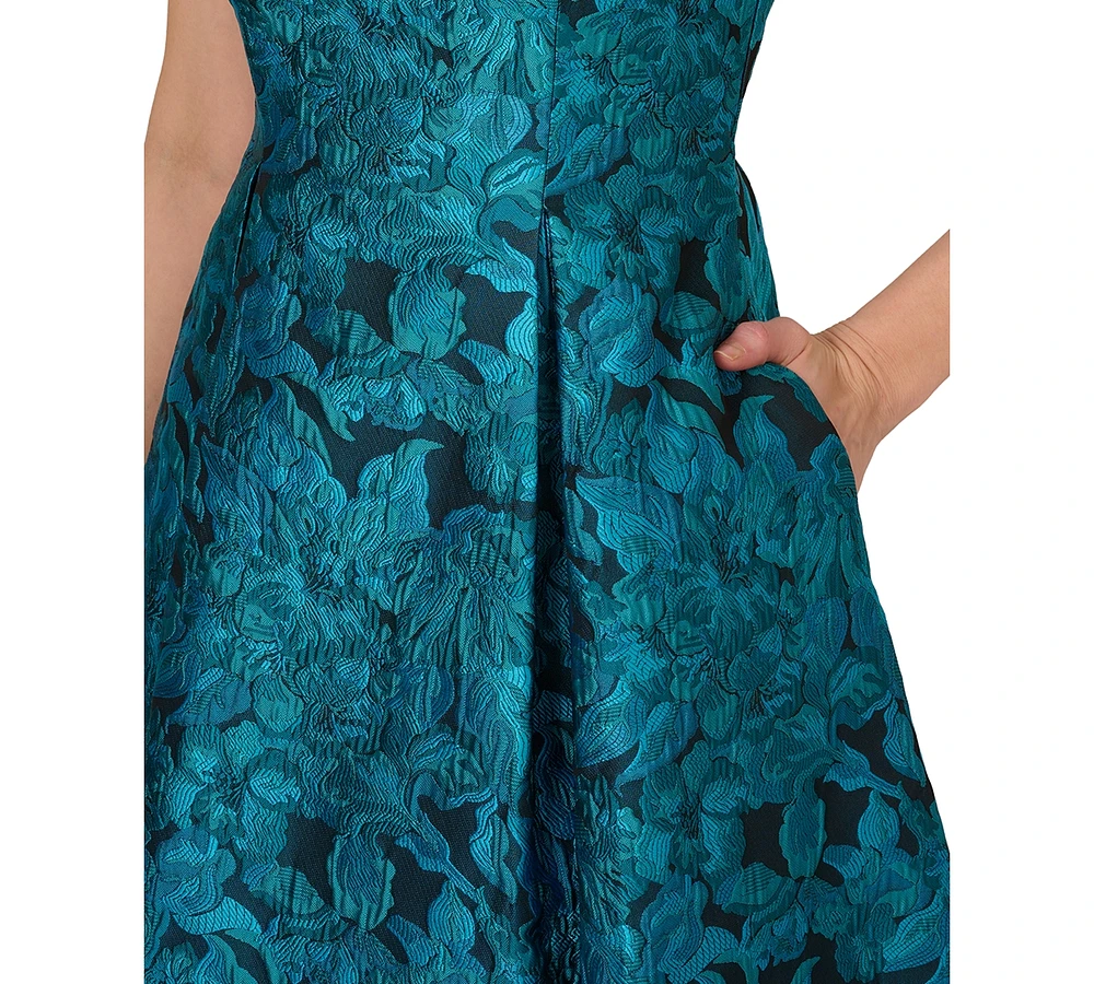 Adrianna Papell Women's Pleated Jacquard Midi Dress