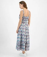 Nautica Jeans Women's Plaid-Print Ruffle-Trim Maxi Dress