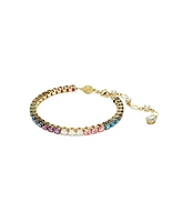 Swarovski Multicolored Round Cut Gold-Tone Plated Matrix Bracelet