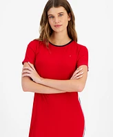 Tommy Hilfiger Women's Contrast-Stripe Ribbed Knit Midi Dress