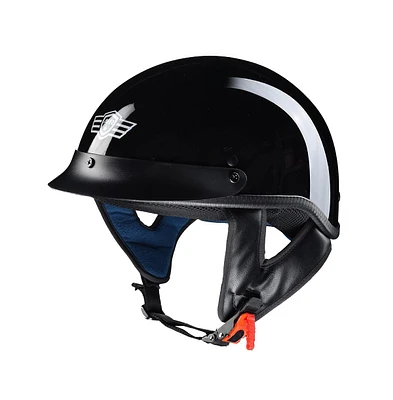 Ahr Run-c Motorcycle Half Face Helmet Dot Approved Bike Cruiser Chopper High Gloss Black