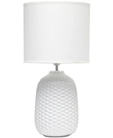 Simple Designs 20.4" Tall Traditional Ceramic Purled Texture Bedside Table Desk Lamp with White Fabric Drum Shade