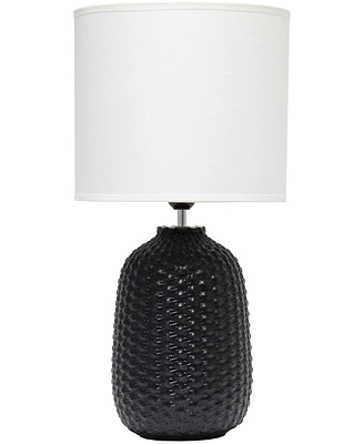 Simple Designs 20.4" Tall Traditional Ceramic Purled Texture Bedside Table Desk Lamp with White Fabric Drum Shade