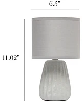 Simple Designs 11.02" Traditional Mini Modern Ceramic Texture Pastel Accent Bedside Table Desk Lamp with Matching Fabric Shade