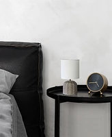 Simple Designs 10.43" Petite Contemporary Webbed Waves Base Bedside Table Desk Lamp with White Fabric Drum Shade