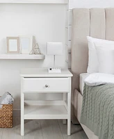 Simple Designs 15.3" Tall Modern Rectangular Multi-Use 1 Light Bedside Table Desk Lamp with 2 Usb Ports and Charging Outlet