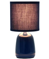 Simple Designs 10.04" Tall Traditional Ceramic Thimble Base Bedside Table Desk Lamp with Matching Fabric Shade
