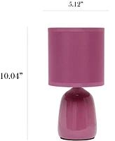 Simple Designs 10.04" Tall Traditional Ceramic Thimble Base Bedside Table Desk Lamp with Matching Fabric Shade