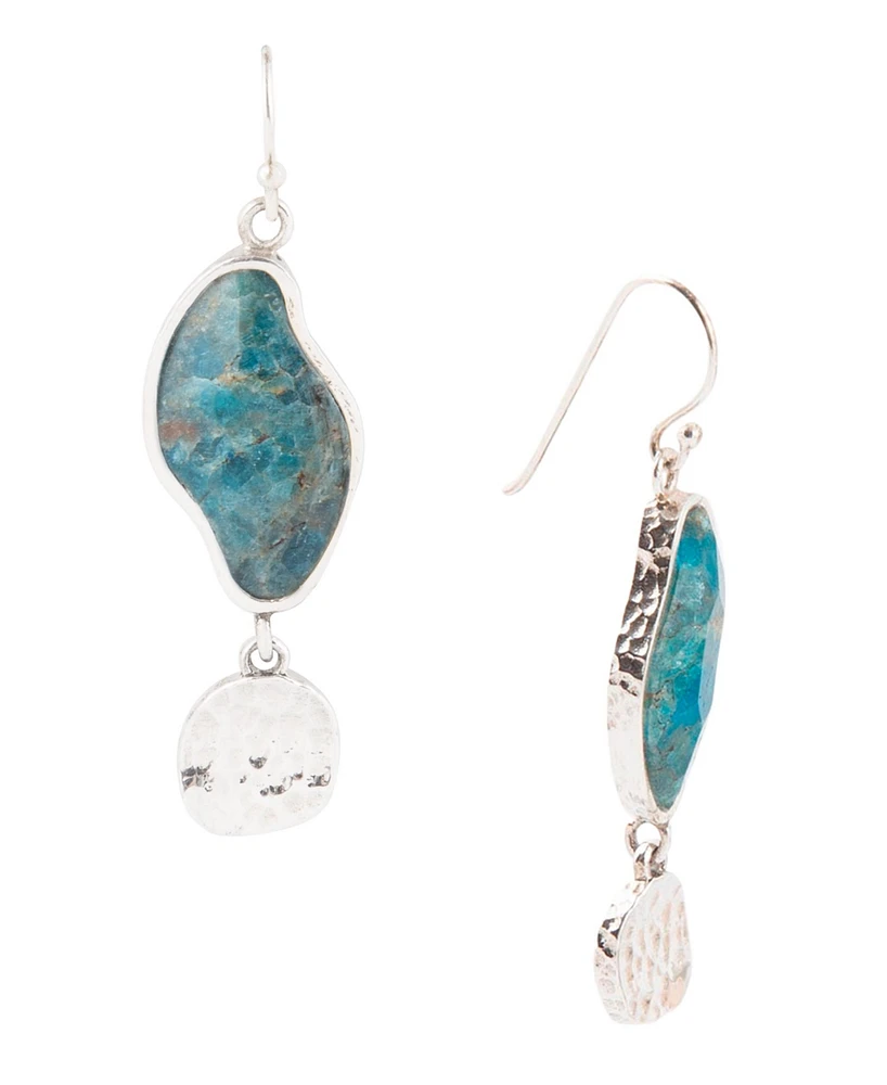 Barse Luna Genuine Apatite Abstract Shape Drop Earrings