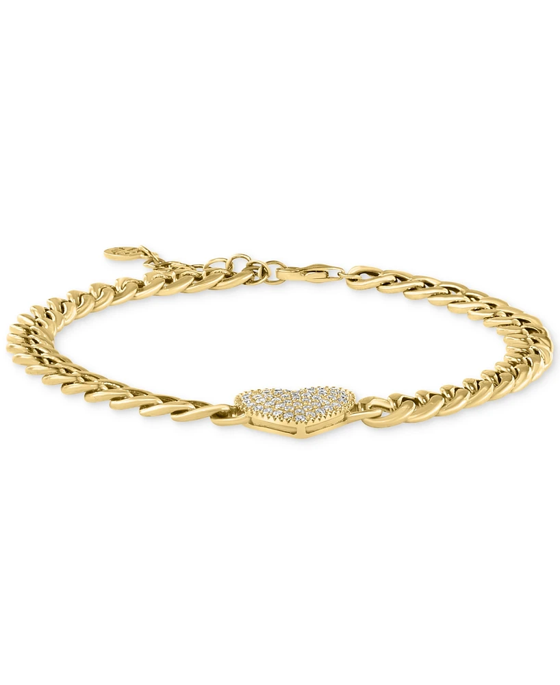 Effy Diamond Heart Pave Curb Link Bracelet (1/3 ct. t.w.) in 14k Gold