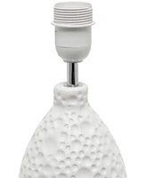 Creekwood Home Essentix 14.17" Traditional Ceramic Textured Thumbprint Tear Drop Shaped Table Desk Lamp