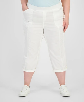 Style & Co Plus Mid Rise Pull-On Cargo Capri Pants, Created for Macy's