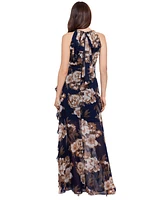 Betsy & Adam Petite Chiffon Floral-Print Ruffle Dress