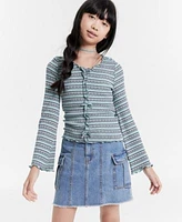 Levis Big Girls Striped Rib Knit Bell Sleeve Top Cargo Skirt