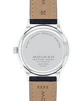Movado Men's Swiss Calendoplan Blue Leather Strap Watch 40mm