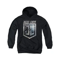 Justice League Boys Movie Youth Shield Logo Pull Over Hoodie / Hooded Sweatshirt