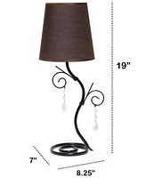 Creekwood Home Priva 19" Contemporary Metal Winding Ivy Table Desk Lamp with Brown Fabric Shade