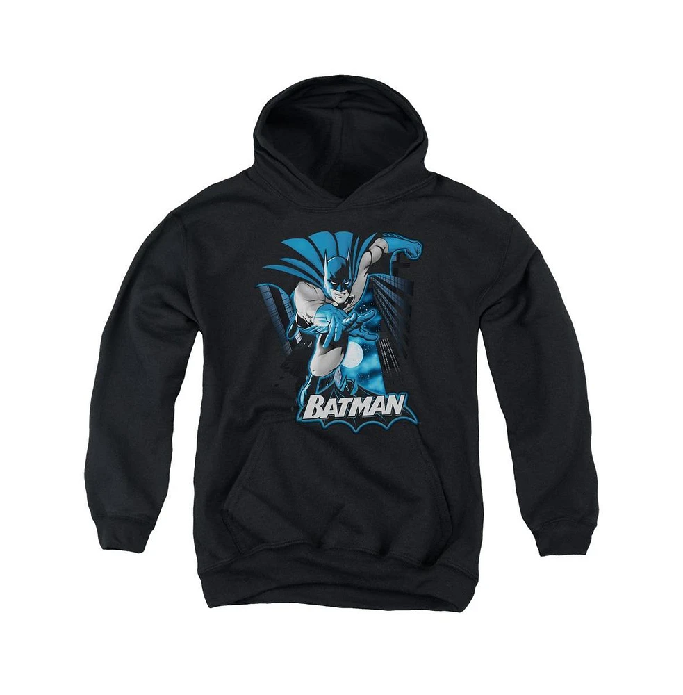 Justice League of America Boys Youth Batman Blue & Gray Pull Over Hoodie / Hooded Sweatshirt