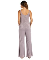 R & M Richards Women's 3-Pc. Pleated Glittered Jacket, Tank Top Pant Set