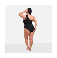 Rebdolls Plus Size Bay Tie One Shoulder Swimsuit