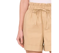 CeCe Women's Paperbag-Waist Cuffed Shorts