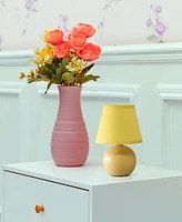 Creekwood Home Nauru 8.66" Traditional Petite Ceramic Orb Bedside Table Desk Lamp with Tapered Drum Fabric Shade