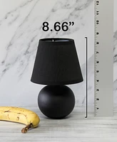 Creekwood Home Nauru 8.66" Traditional Petite Ceramic Orb Bedside Table Desk Lamp with Tapered Drum Fabric Shade