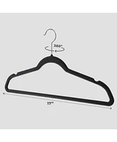 50-pack Velvet Hanger Ultra-Thin - 360 Degree Swivel Hook Black Hangers with Clips - Non-slip Hangers for Skirts and Pants Hangers