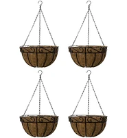 Sorbus Hanging Planter Baskets W/Coco Liner (4-Pack)