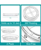 Sorbus Clear Lazy Susan Organizer 2-Pack - Versatile Kitchen and Cabinet Organizer, Lazy Susan for Pantry, Fridge, and Bathroom Storage (Flat)
