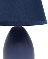 Creekwood Home Nauru 9.45" Traditional Petite Ceramic Oblong Bedside Table Desk Lamp with Tapered Drum Fabric Shade